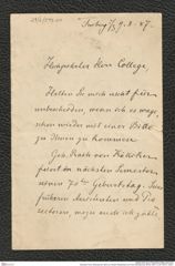 Nachlass Franz Steindachner, Brief von Robert Wiedersheim an Franz Steindachner (09.02.1887), Inv.Nr. 593.01, Seite 1